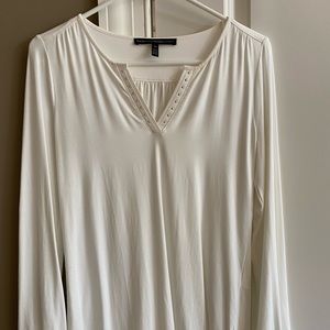 White House Black Market ivory v neck dress blouse